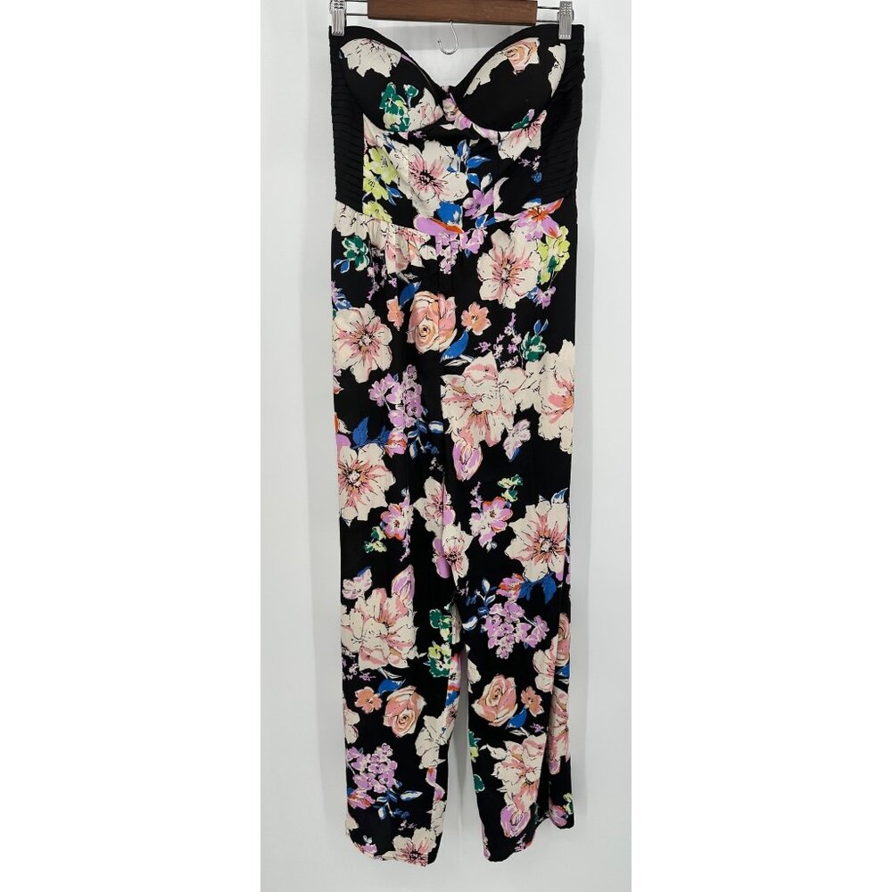 Band Of Gypsies Sweetheart Tube Top Pants Jumpsuit Women Large Black Floral Smoc